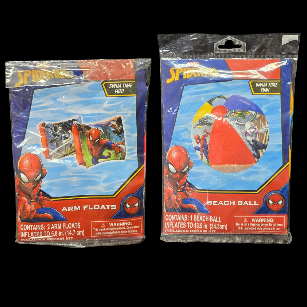 Marvel Spider-Man Arm Floats & Beach Ball Swim Time Fun Inflatables